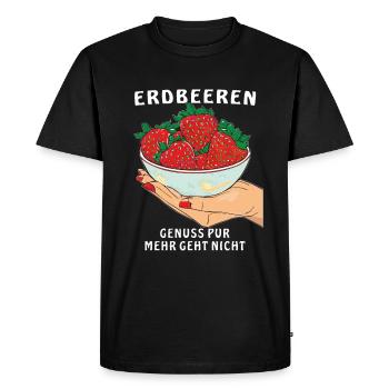 LE PUR PLAISIR DE LA FRAISE N’EST PAS POSSIBLE - T-shirt Premium bio Homme - noir - Devant - Nico (187cm)