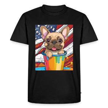 POT DE PEINTURE DRAPEAU AMÉRICAIN FRENCHIE - T-shirt Premium bio Homme - noir - Devant - Nico (187cm)