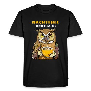 NIGHT OWL NEEDS COFFEE - Men's Premium Organic T-Shirt - black - Front - Nico (187cm)