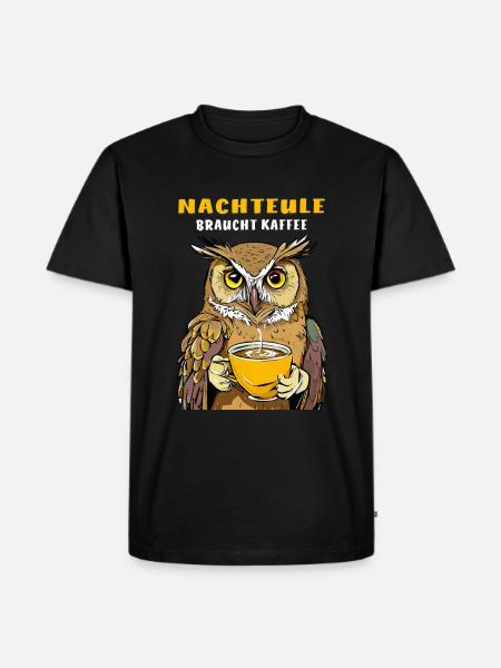 NIGHT OWL NEEDS COFFEE - Men's Premium Organic T-Shirt - black