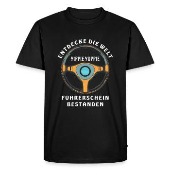 VOLANT DÉCOUVRIR LE MONDE PERMIS DE CONDUIRE PASSÉ - T-shirt Premium bio Homme - noir - Devant - Nico (187cm)