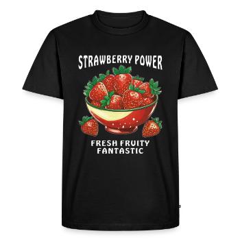 STRAWBERRY POWER FRESH FRUITY FANTASTIC - Men's Premium Organic T-Shirt - black - Front - Nico (187cm)