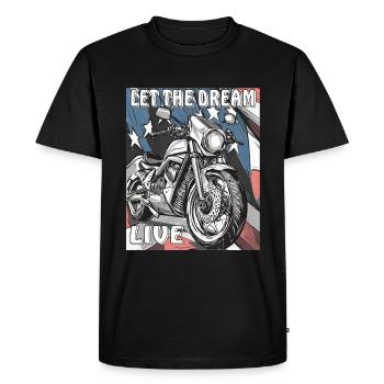 MOTORCYCLE AMERICA FLAG LAISSEZ LE RÊVE - T-shirt Premium bio Homme - noir - Devant - Nico (187cm)