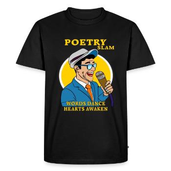 POÉSIE SLAM MOTS DANSE CŒURS S’ÉVEILLENT - T-shirt Premium bio Homme - noir - Devant - Nico (187cm)