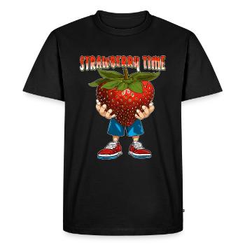 ERDBEERE STRAWBERRY TIME - T-shirt Premium bio Homme - noir - Devant - Nico (187cm)