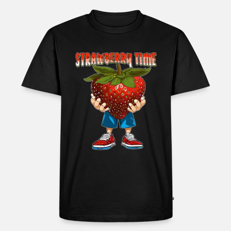ERDBEERE STRAWBERRY TIME - Männer Premium Bio T-Shirt - Schwarz