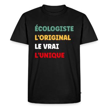 Humour écologiste - T-shirt Premium bio Homme - noir - Devant - Nico (187cm)