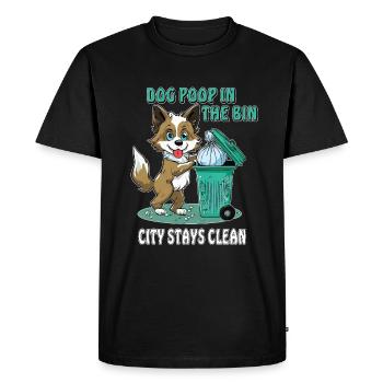 LES CROTTES DE CHIEN DANS LA VILLE DE BIN RESTENT PROPRES - T-shirt Premium bio Homme - noir - Devant - Nico (187cm)