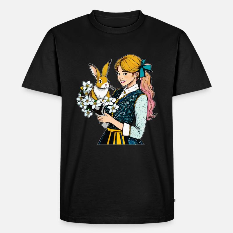 FRAU HASE BLUME - Männer Premium Bio T-Shirt - Schwarz