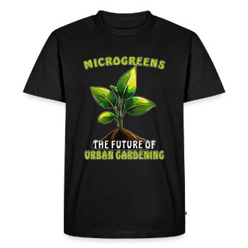 MICRO-POUSSES : L’AVENIR DU JARDINAGE URBAIN - T-shirt Premium bio Homme - noir - Devant - Nico (187cm)