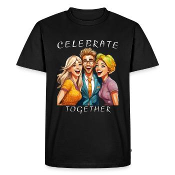 FRIENDS CELEBRATE TOGETHER - Men's Premium Organic T-Shirt - black - Front - Nico (187cm)