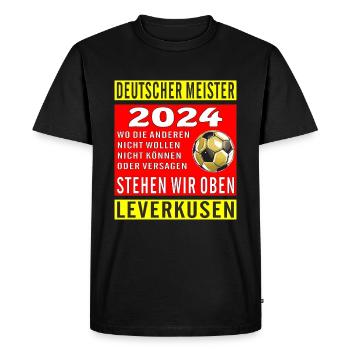 CHAMPION D’ALLEMAGNE LEVERKUSEN - T-shirt Premium bio Homme - noir - Devant - Nico (187cm)
