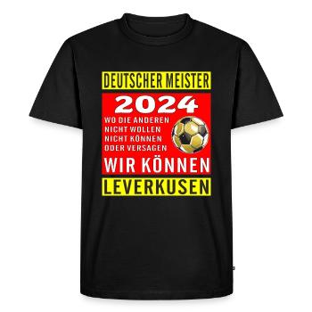 DEUTSCHER MEISTER LEVERKUSEN WIR KÖNNEN - Männer Premium Bio T-Shirt - Schwarz - Vorne - Nico (187cm)