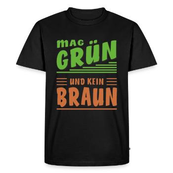 LIKES GREEN AND NO BROWN - Men's Premium Organic T-Shirt - black - Front - Nico (187cm)