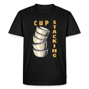 CUP STACKING - Men's Premium Organic T-Shirt - black - Front - Nico (187cm)