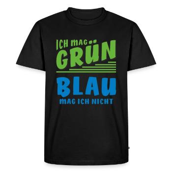 J’AIME LE VERT, JE N’AIME PAS LE BLEU - T-shirt Premium bio Homme - noir - Devant - Nico (187cm)
