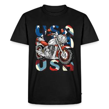 MOTO ÉTATS-UNIS - T-shirt Premium bio Homme - noir - Devant - Nico (187cm)
