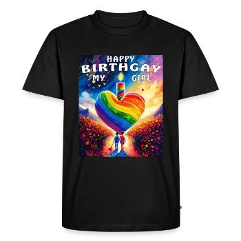 COEUR NAISSANCE HEUREUSEGAY MA FILLE - T-shirt Premium bio Homme - noir - Devant - Nico (187cm)