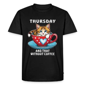 JEUDI ET CELA SANS CAFÉ - T-shirt Premium bio Homme - noir - Devant - Nico (187cm)