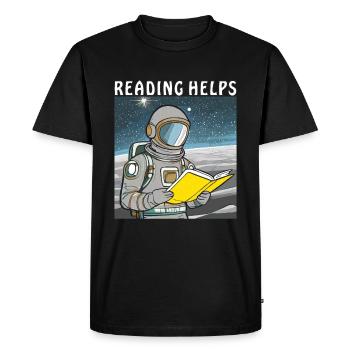 ASTRONAUT BOOK READING HELPS - Men's Premium Organic T-Shirt - black - Front - Nico (187cm)