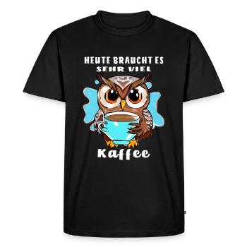 OWL A LOT OF COFFEE - Men's Premium Organic T-Shirt - black - Front - Nico (187cm)