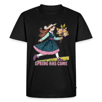 KIND SPRING HAS COME - Men's Premium Organic T-Shirt - black - Front - Nico (187cm)