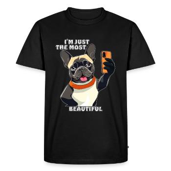 DOG SMARTPHONE I'M JUST THE MOST BEAUTIFUL - Men's Premium Organic T-Shirt - black - Front - Nico (187cm)
