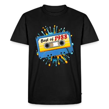 1988 MUSIC CASSETTE BEST OF - Men's Premium Organic T-Shirt - black - Front - Nico (187cm)