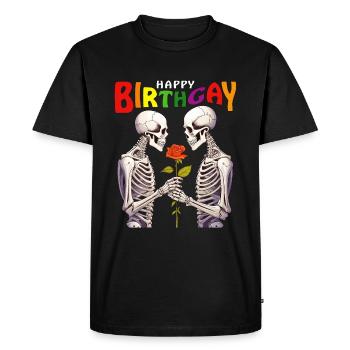 SKELETON HAPPY BIRTHGAY - Men's Premium Organic T-Shirt - black - Front - Nico (187cm)