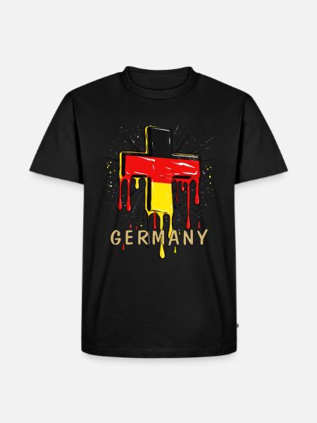 CHRISTIAN CROSS GERMANY FLAG - Men's Premium Organic T-Shirt - black