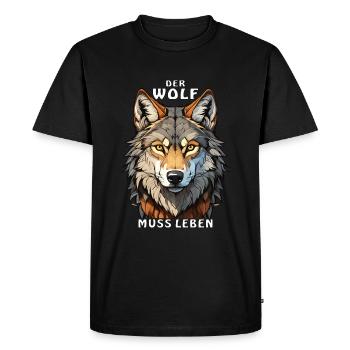 LE LOUP DOIT VIVRE - T-shirt Premium bio Homme - noir - Devant - Nico (187cm)