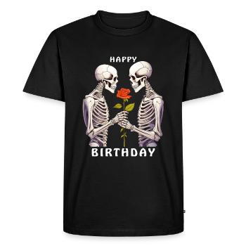 SQUELETTE JOYEUX ANNIVERSAIRE - T-shirt Premium bio Homme - noir - Devant - Nico (187cm)