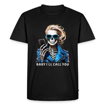 SQUELETTE FEMME BÉBÉ JE T’APPELLERAI - T-shirt Premium bio Homme - noir - Devant - Nico (187cm)