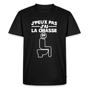 J'peux Pas J'ai La Chiasse - T-shirt Premium bio Homme - noir - Devant - Nico (187cm)