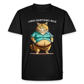CAT I HAVE EVERYTHING I NEED - Men's Premium Organic T-Shirt - black - Front - Nico (187cm)