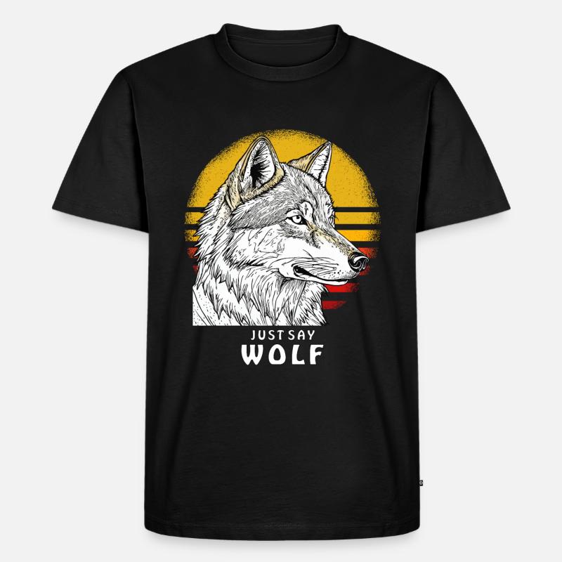 JUST SAY WOLF - Männer Premium Bio T-Shirt - Schwarz