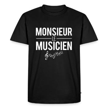 Monsieur le musicien blague musicien humour - T-shirt Premium bio Homme - noir - Devant - Nico (187cm)