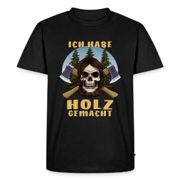 HACHE CRÂNE J’AI FAIT DU BOIS - T-shirt Premium bio Homme - noir - Devant - Nico (187cm)