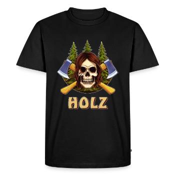 BOIS DE HACHE CRÂNE - T-shirt Premium bio Homme - noir - Devant - Nico (187cm)