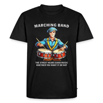 LA FANFARE DE LA RUE ENTEND DE LA MUSIQUE - T-shirt Premium bio Homme - noir - Devant - Nico (187cm)