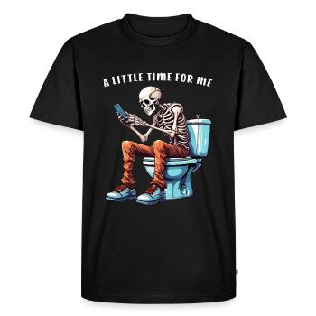 SKELETON TOILET A LITTLE TIME FOR ME - Männer Premium Bio T-Shirt - Schwarz - Vorne - Nico (187cm)