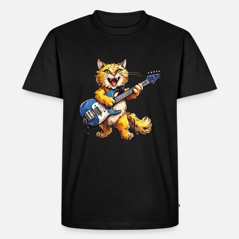 KATZE GITARRE - Männer Premium Bio T-Shirt - Schwarz