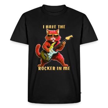 GUITARE DE CHAT J’AI LE ROCKER EN MOI - T-shirt Premium bio Homme - noir - Devant - Nico (187cm)