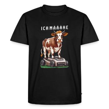 COW ON ROBOTIC LAWNMOWER I MAÄÄHE - Men's Premium Organic T-Shirt - black - Front - Nico (187cm)