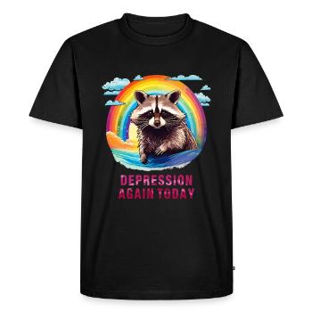RACCOON DEPRESSION AGAIN TODAY - Men's Premium Organic T-Shirt - black - Front - Nico (187cm)