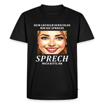 MRS. SMILES, PLEASE TALK TO ME - Men's Premium Organic T-Shirt - black - Front - Nico (187cm)