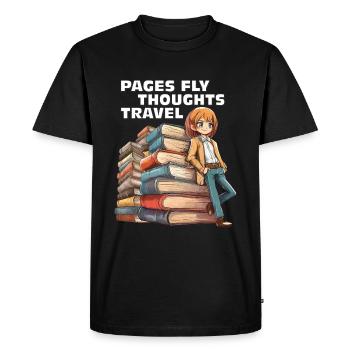 LIVRES PAGES FLY PENSÉES VOYAGE - T-shirt Premium bio Homme - noir - Devant - Nico (187cm)