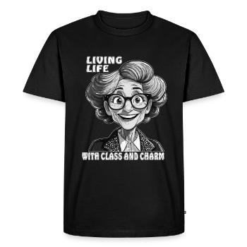 SENIOR WOMAN LIVING LIFE WITH CLASS CHARM - Men's Premium Organic T-Shirt - black - Front - Nico (187cm)