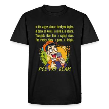 POETRY SLAM In the stage's silence - Men's Premium Organic T-Shirt - black - Front - Nico (187cm)