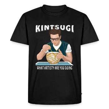 KINTSUGI : QU’EST-CE QUE TU FAIS ARTISTIQUEMENT ? - T-shirt Premium bio Homme - noir - Devant - Nico (187cm)